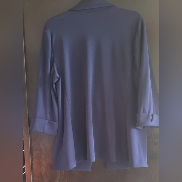 Susan Graver Navy Blazer with Rolled 3/4 Sleeves - Picture 2 of 7